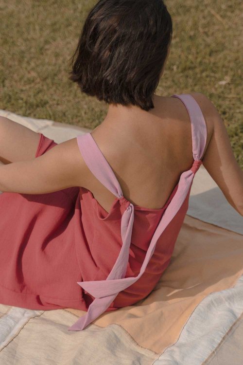 Attaya Midi Slip 2-tone (Thick Straps) / Salmon & Blush