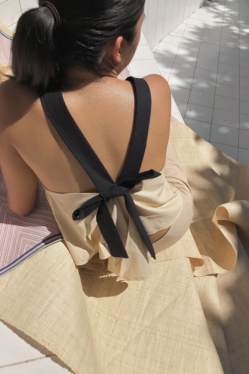 Echo Park Top / Light Oat & Black