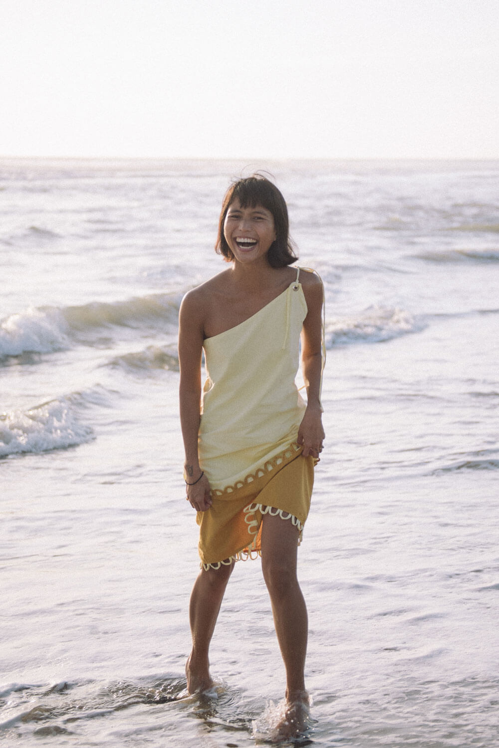 Sienna Asymmetrical Knee-Length Dress / Sunshine