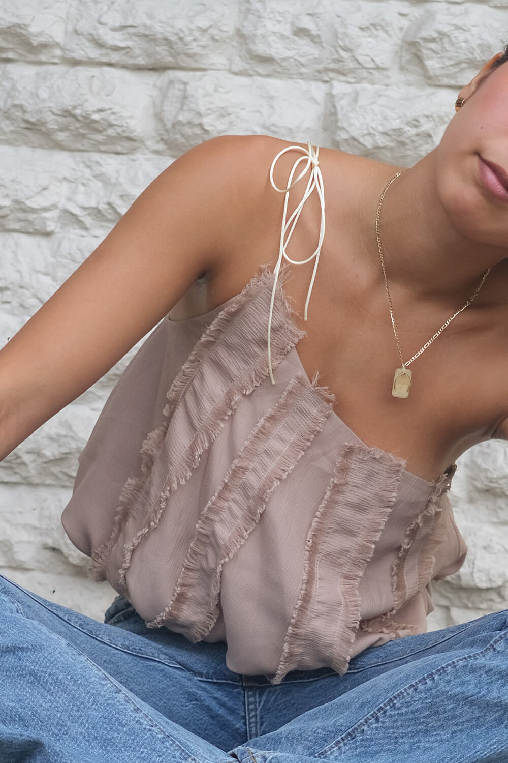 Nadya Top / Oat Textured Fringe