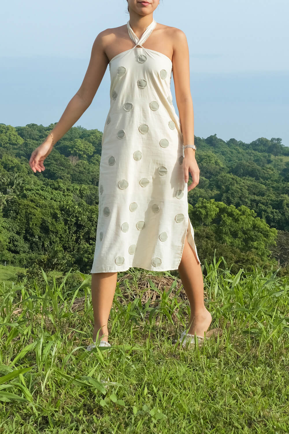 Cora Midi Dress / Crema & Stone Grey Polka