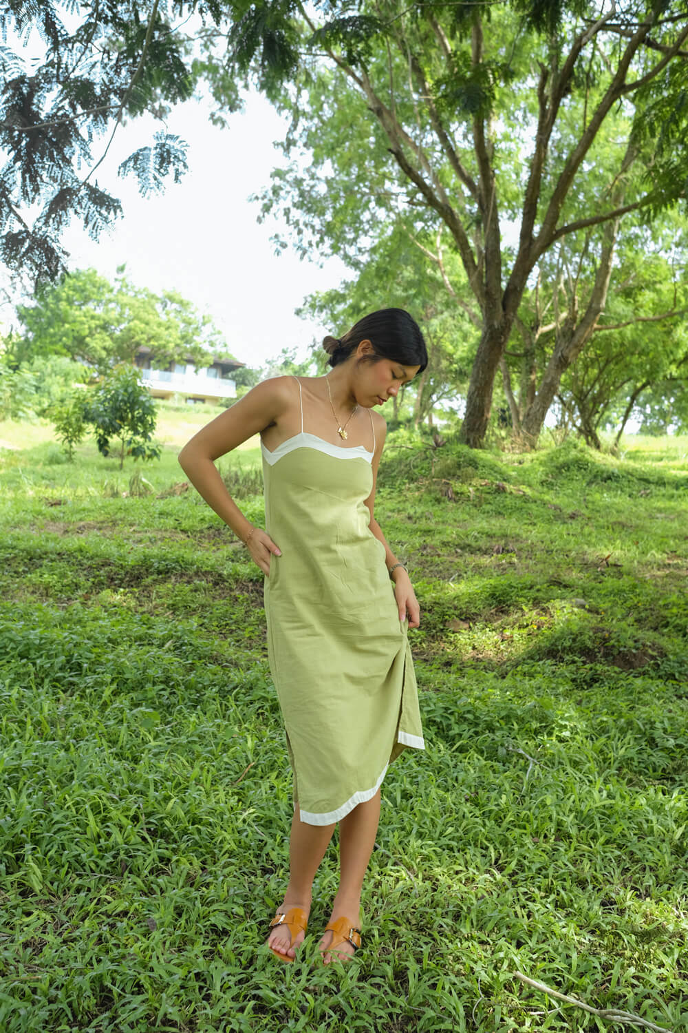 Juno Midi Dress / Pistachio & Crema