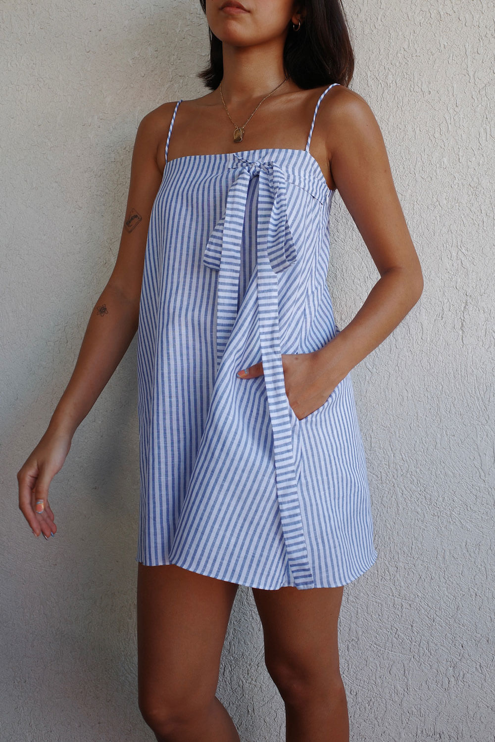 Pierra Mini Dress / Light Blue & White Stripe