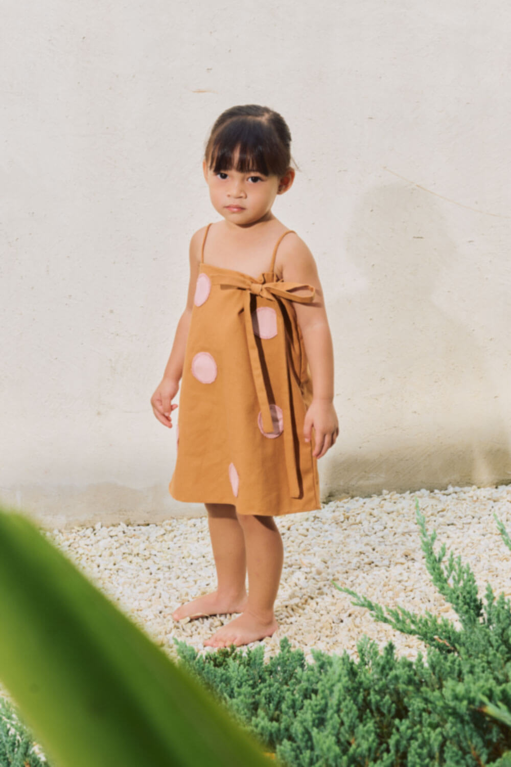 Little Pierra Dress / Butterscotch & Blush Polka