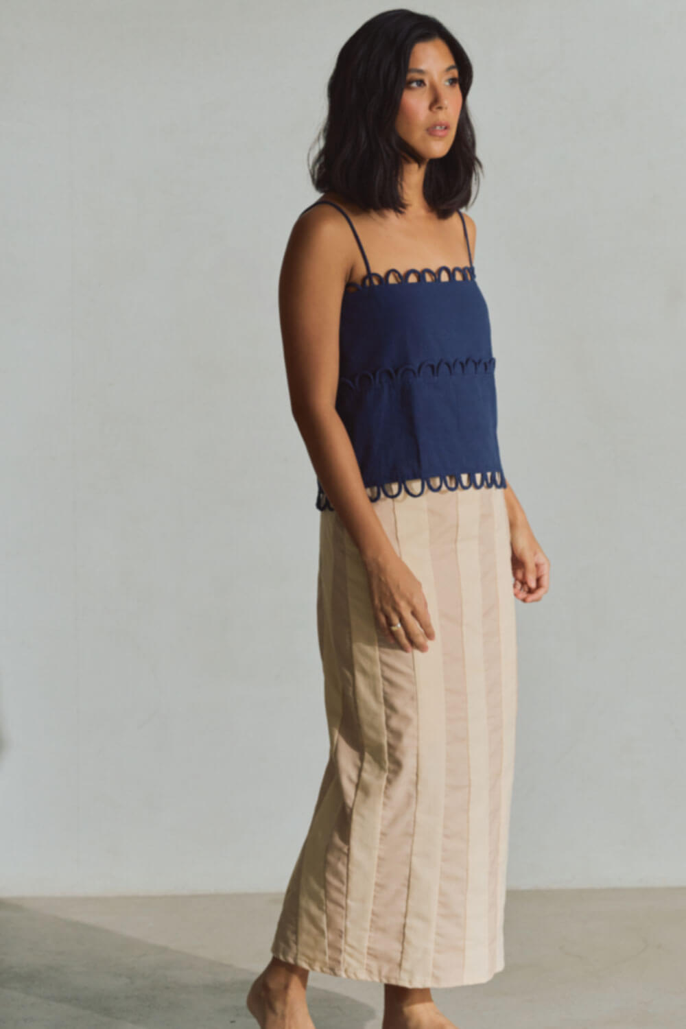 Sienna Scallop Top / Navy