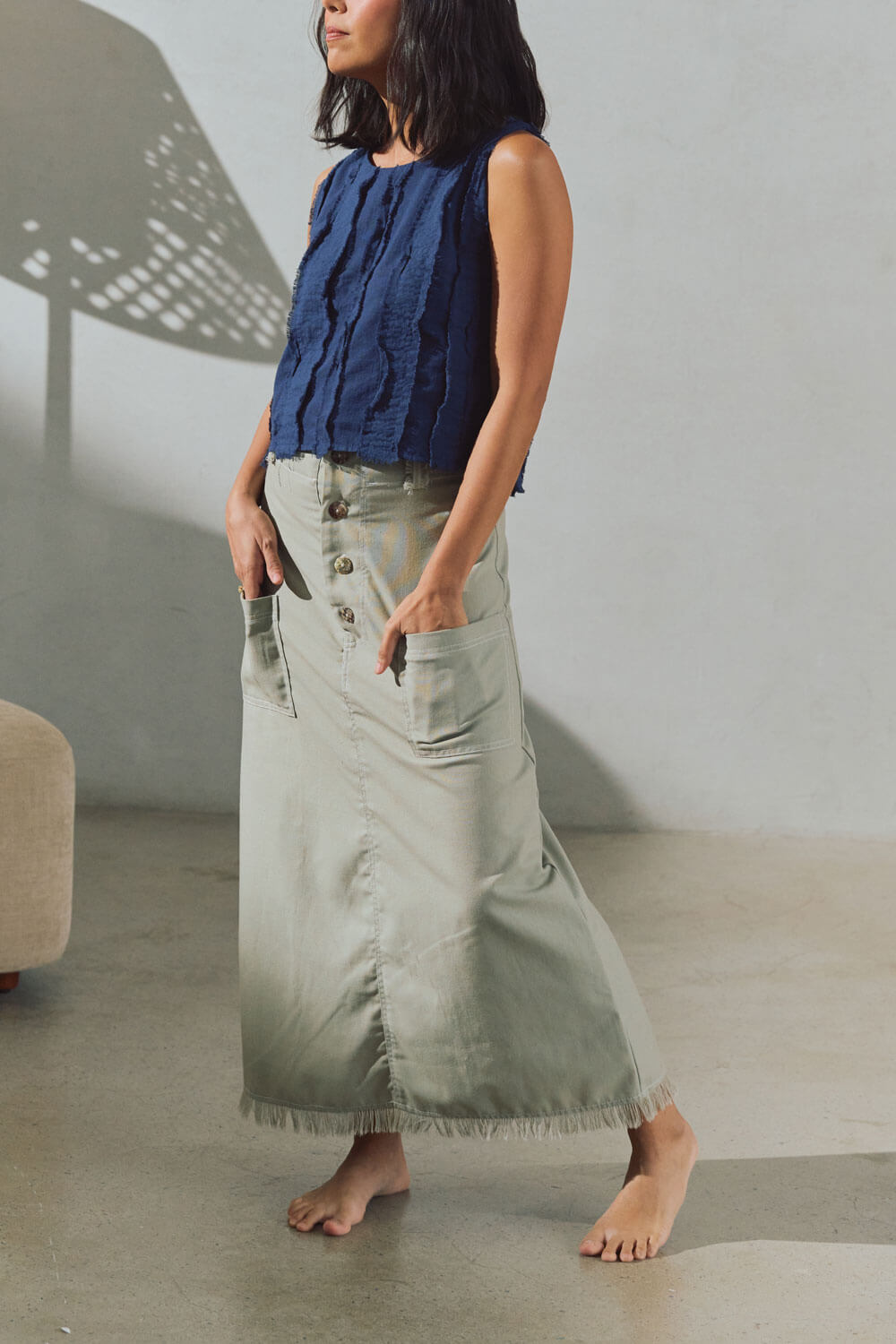 Oshi Cargo Skirt / Stone Grey